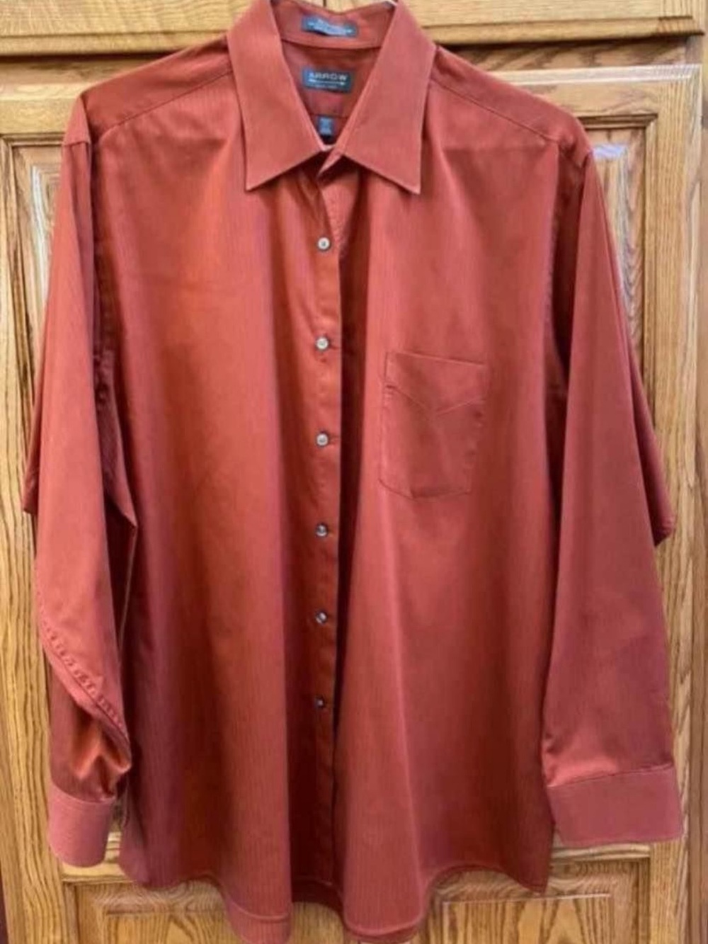 Arrow Men’s Rust Burnt Orange Dress Shirt, Size XL